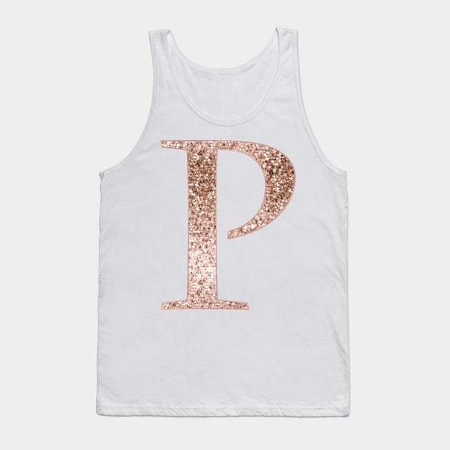 P rose gold glitter monogram letter Tank Top by RoseAesthetic